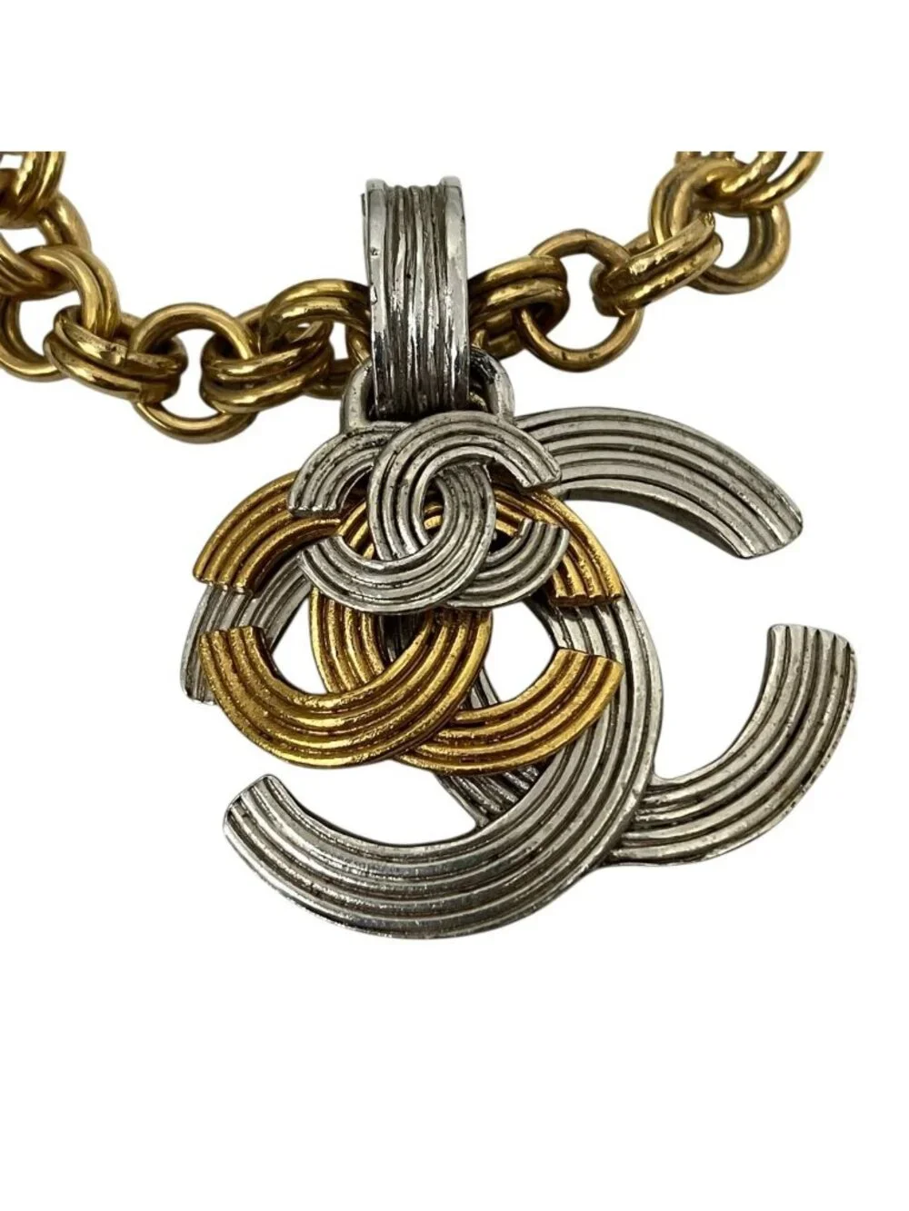 Chanel Triple CC Logo Necklace 45 Metal